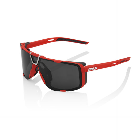 100% Eastcraft Sunglasses, Soft Tact Red frame - Black Mirror Lens