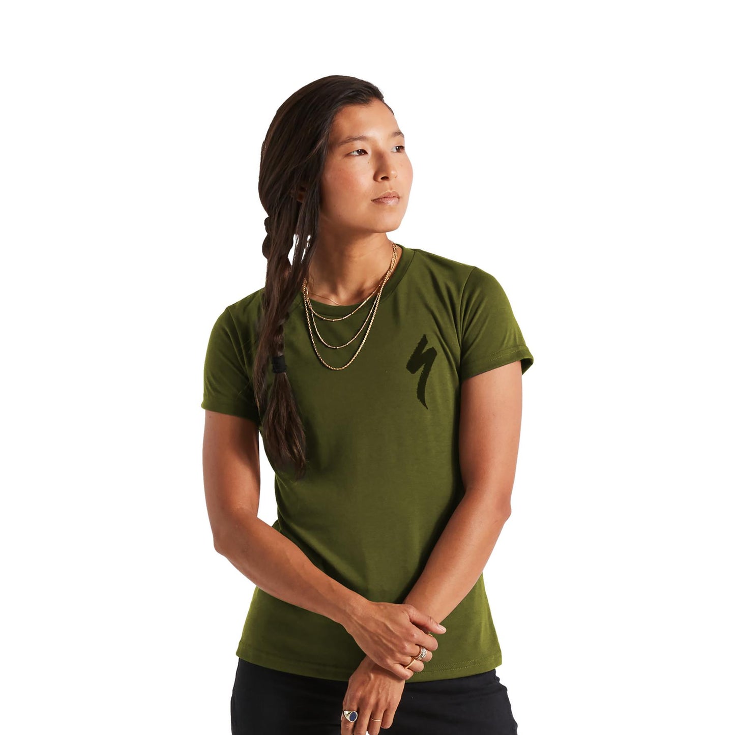 Women's S-Logo Short Sleeve T-Shirt in Olive Green