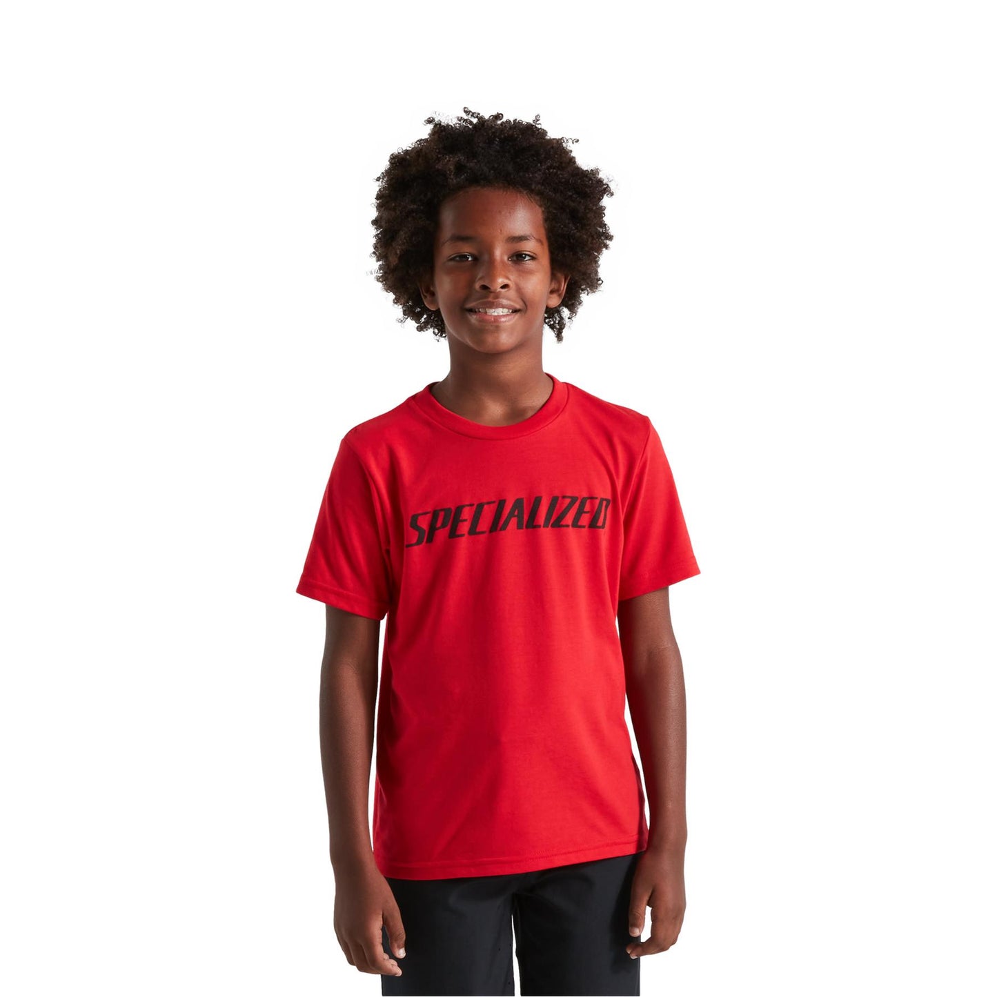 Youth Wordmark Short Sleeve T-Shirt in Flo Red