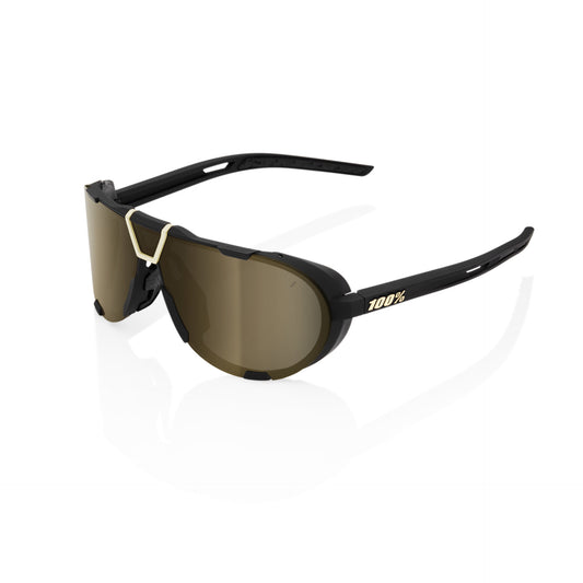 100% Westcraft Sunglasses, Soft Tact Black frame - Gold Mirror Lens