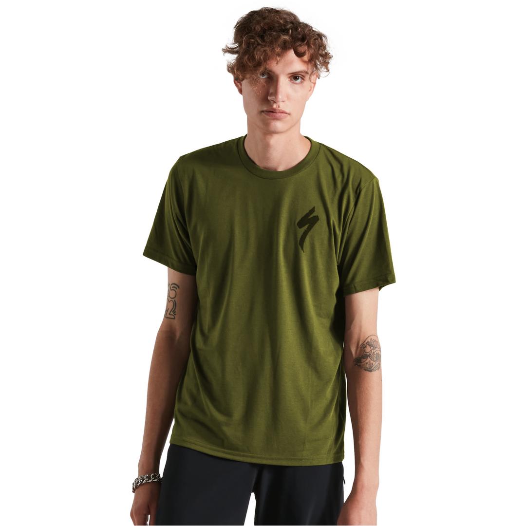 Mens S-Logo Short Sleeve T-Shirt in Olive Green