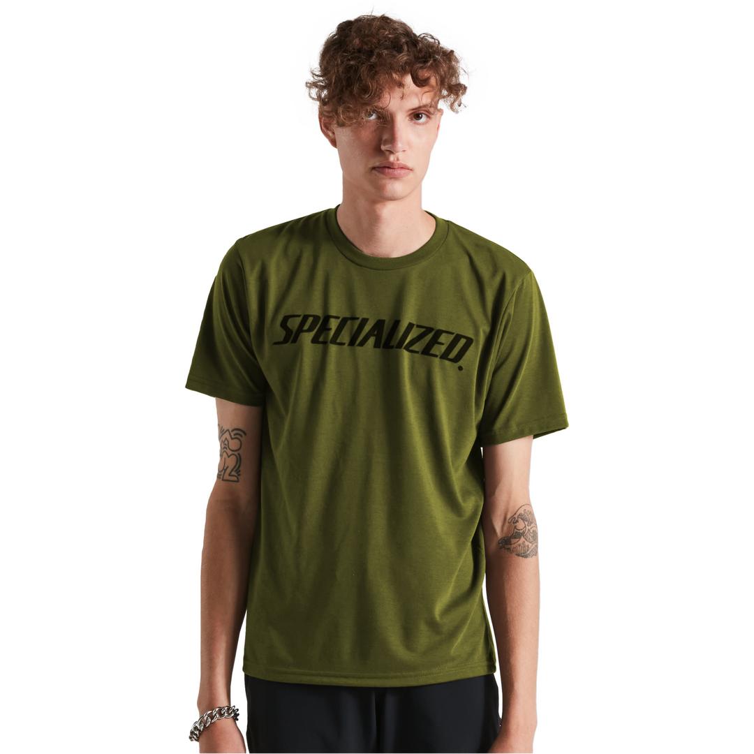 Men's Wordmark Short Sleeve T-Shirt in Olive Green