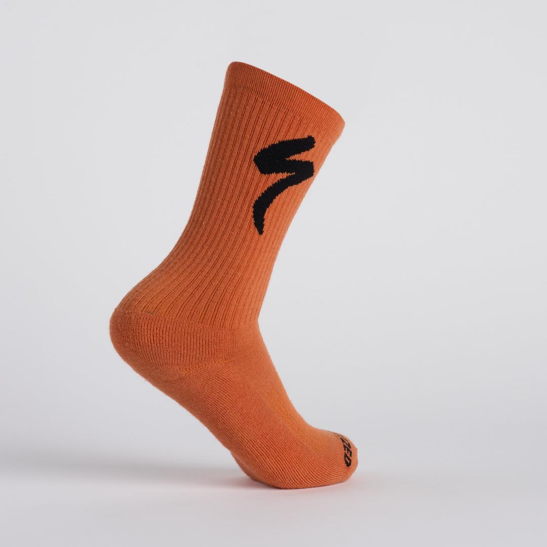 Merino Midweight Tall Logo Socks in Pecan